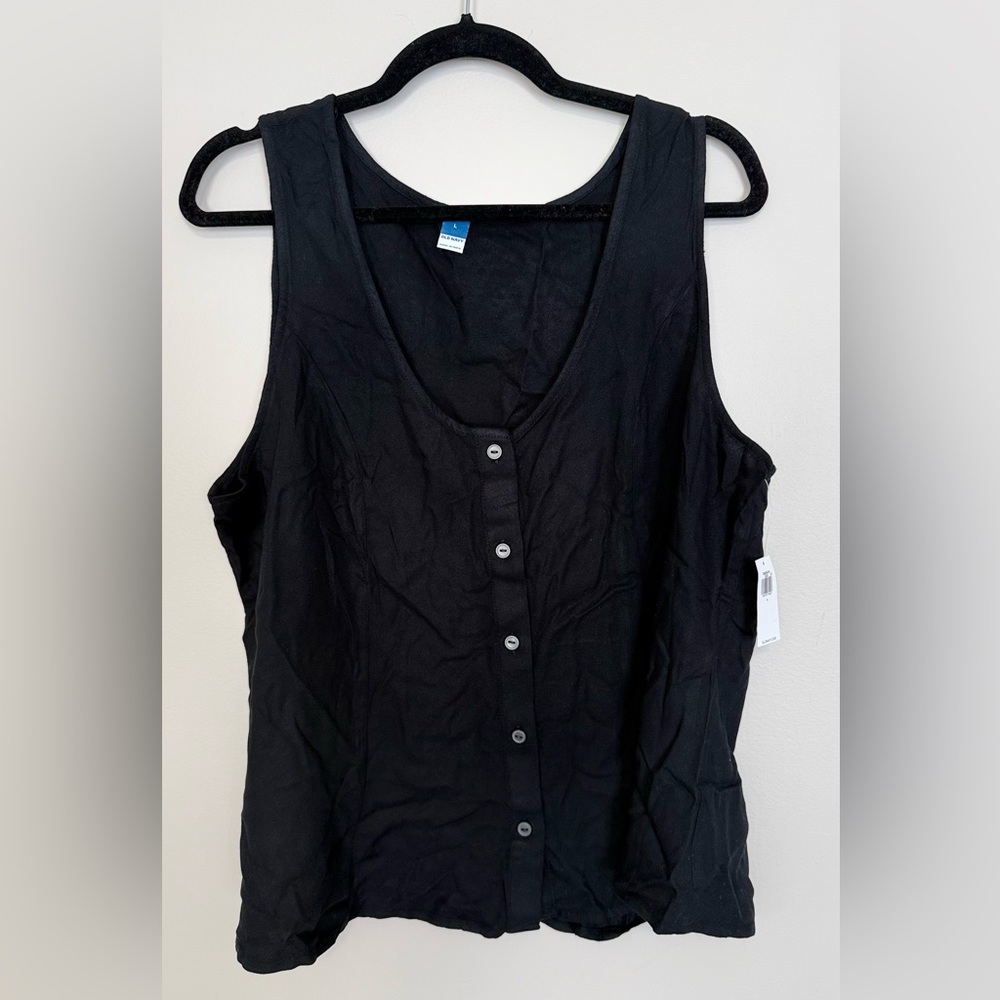 NWT Old Navy Button-Down Crepe Swing Top, Size Large, Black Jack - Picture 3 of 5